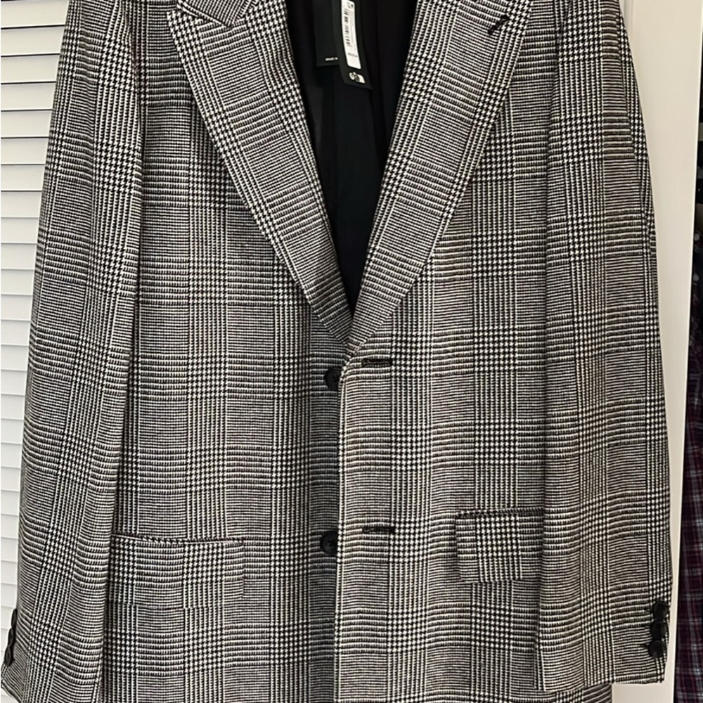 Classic Gray Plaid Men's Blazer